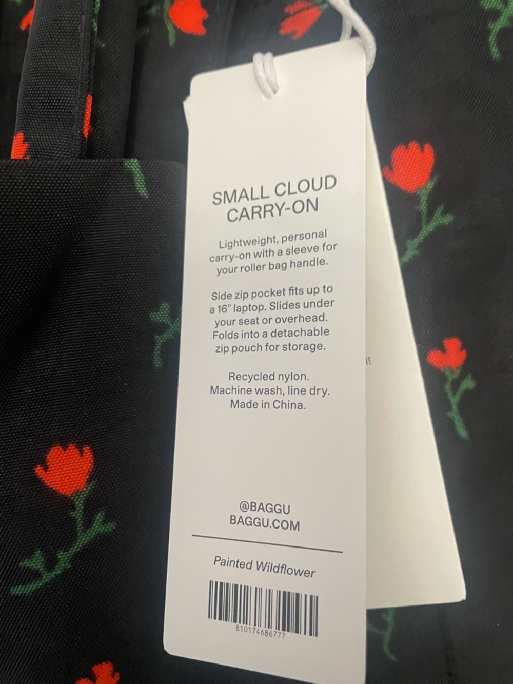 Baggu Small Cloud Carry-On Black Painted Wildflower - Picture 3 of 4